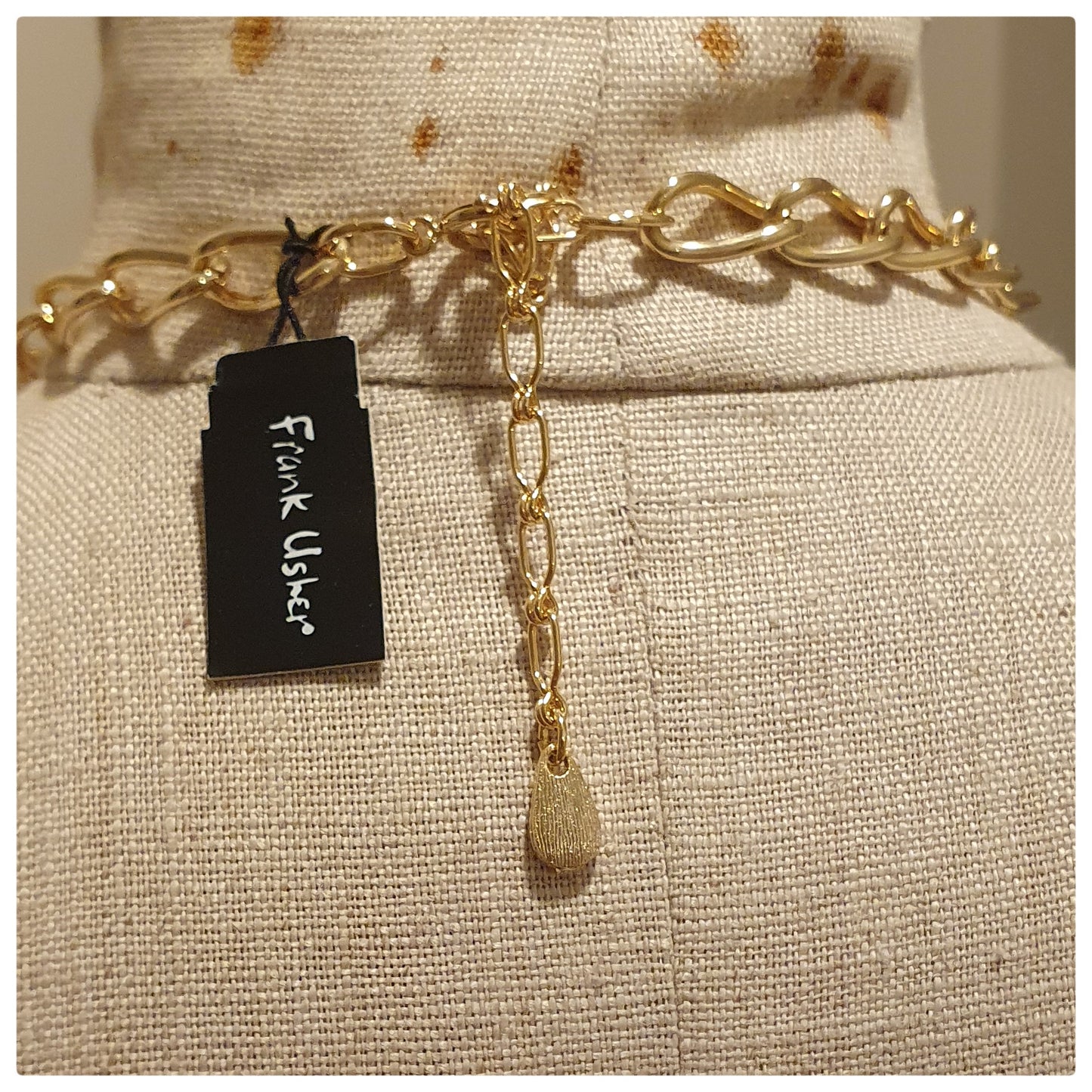 1980s FRANK USHER BLUE DROP AND GOLDTONE NECKLACE NOS