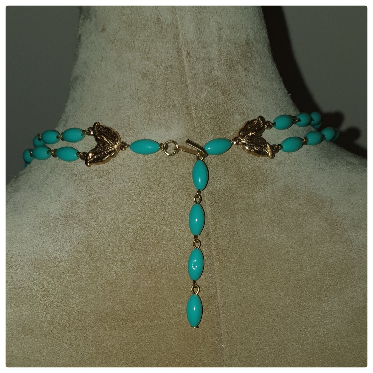 1960s TURQUOISE TEARDROP DOUBLE STRAND NECKLACE