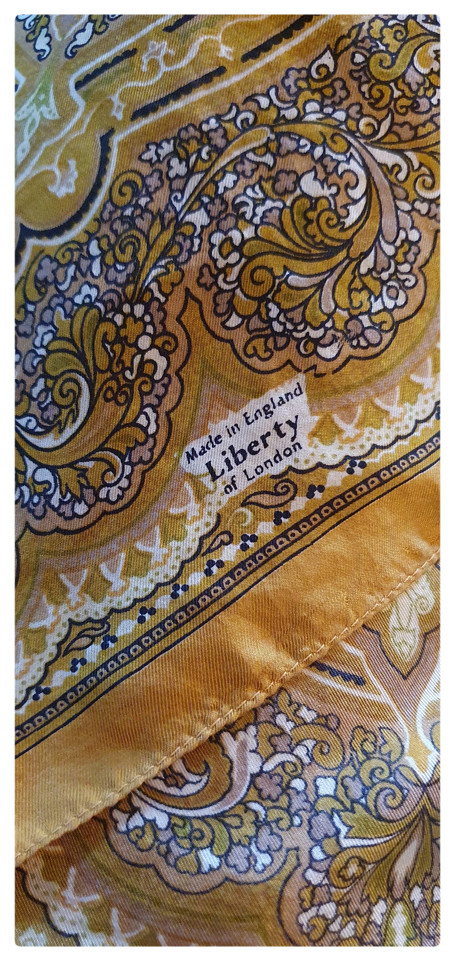 LIBERTY SILK SCARF MUSTARD PRINT