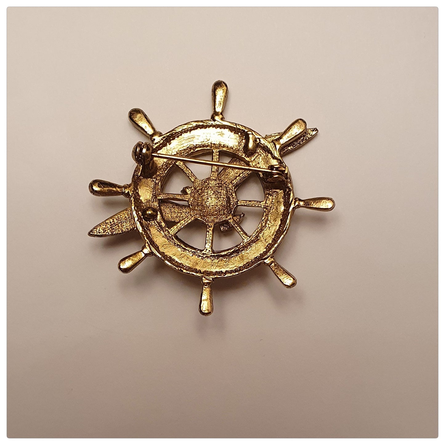 1980s SHIPS WHEEL AND SEAGULL GOLDTONE