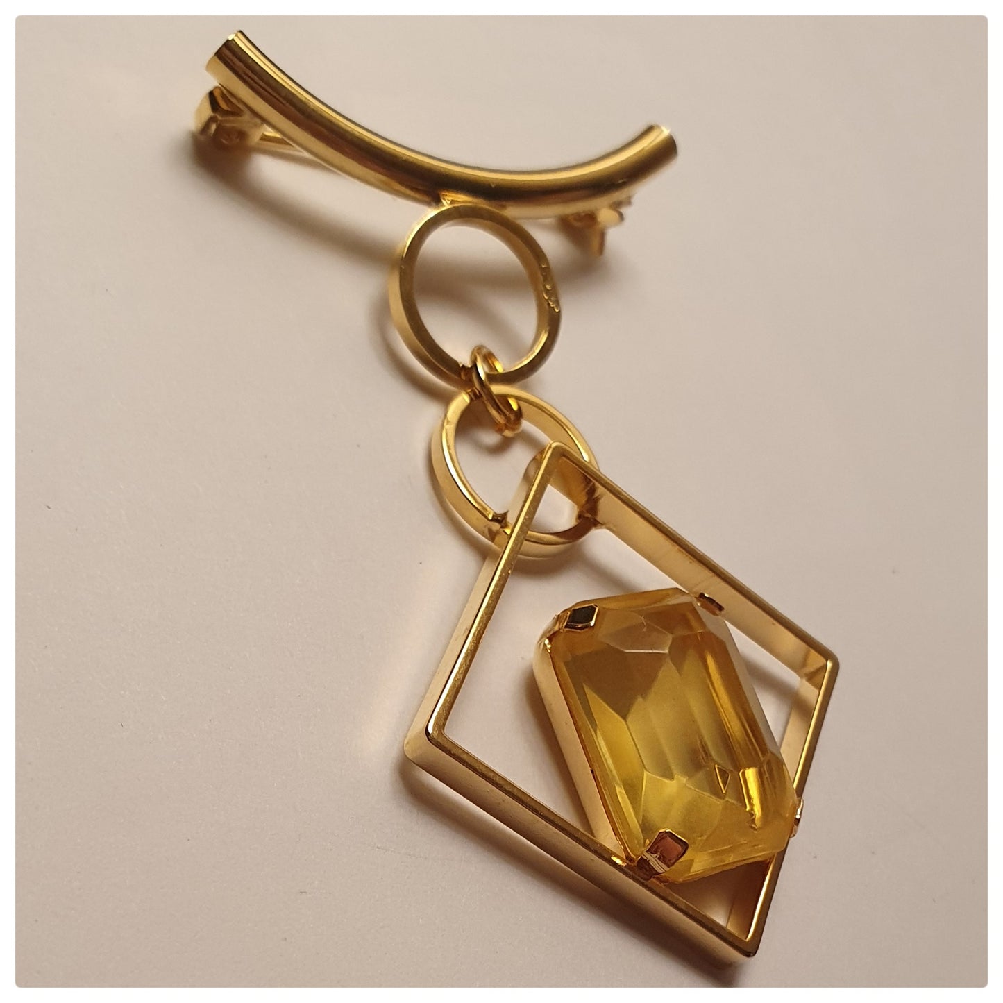 1970s ARTICULATED ABSTRACT SWAROVSKI GEM BROOCH