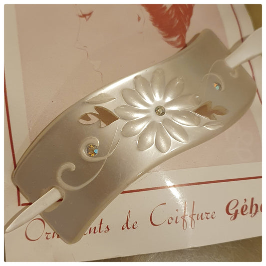 1960s FAUX MOTHER OF PEARL HAIR BARRETTE