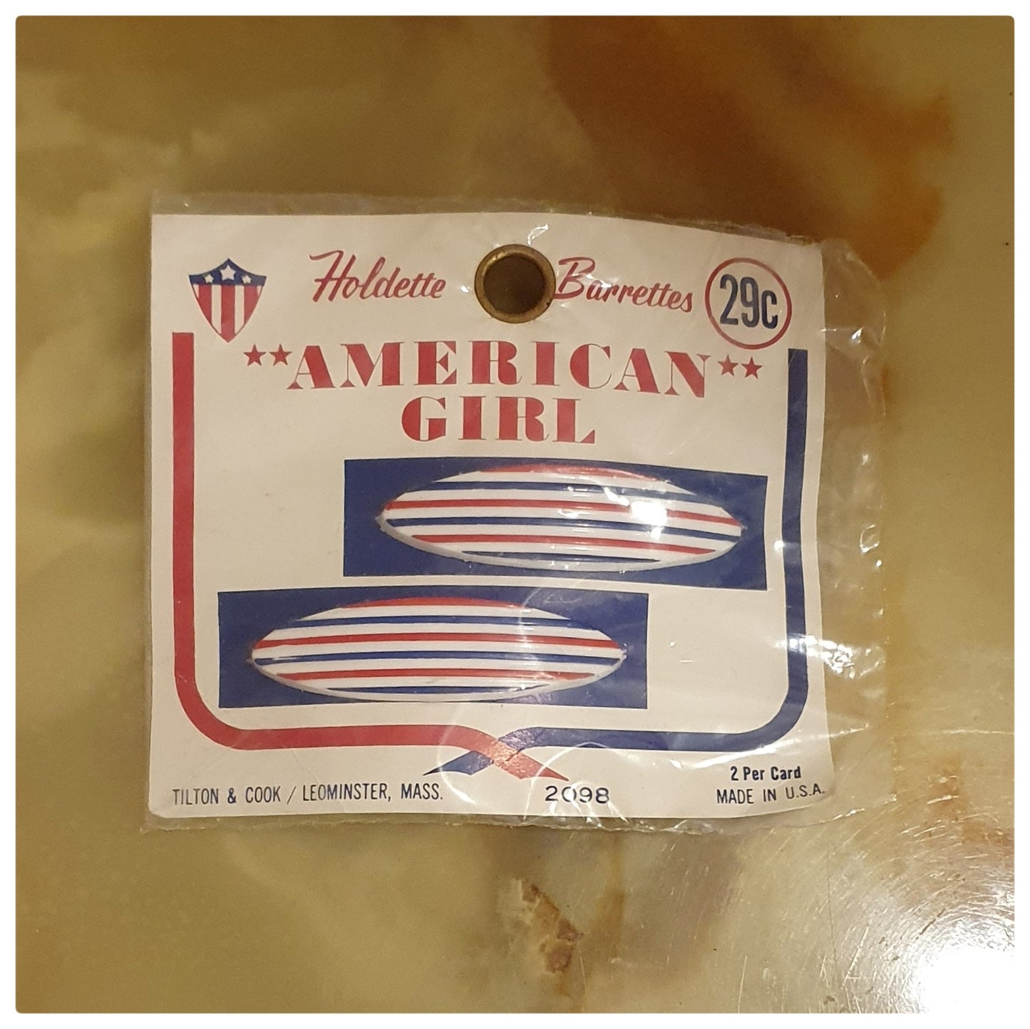 1960s AMERICAN GIRL OVAL HAIR BARRETTES