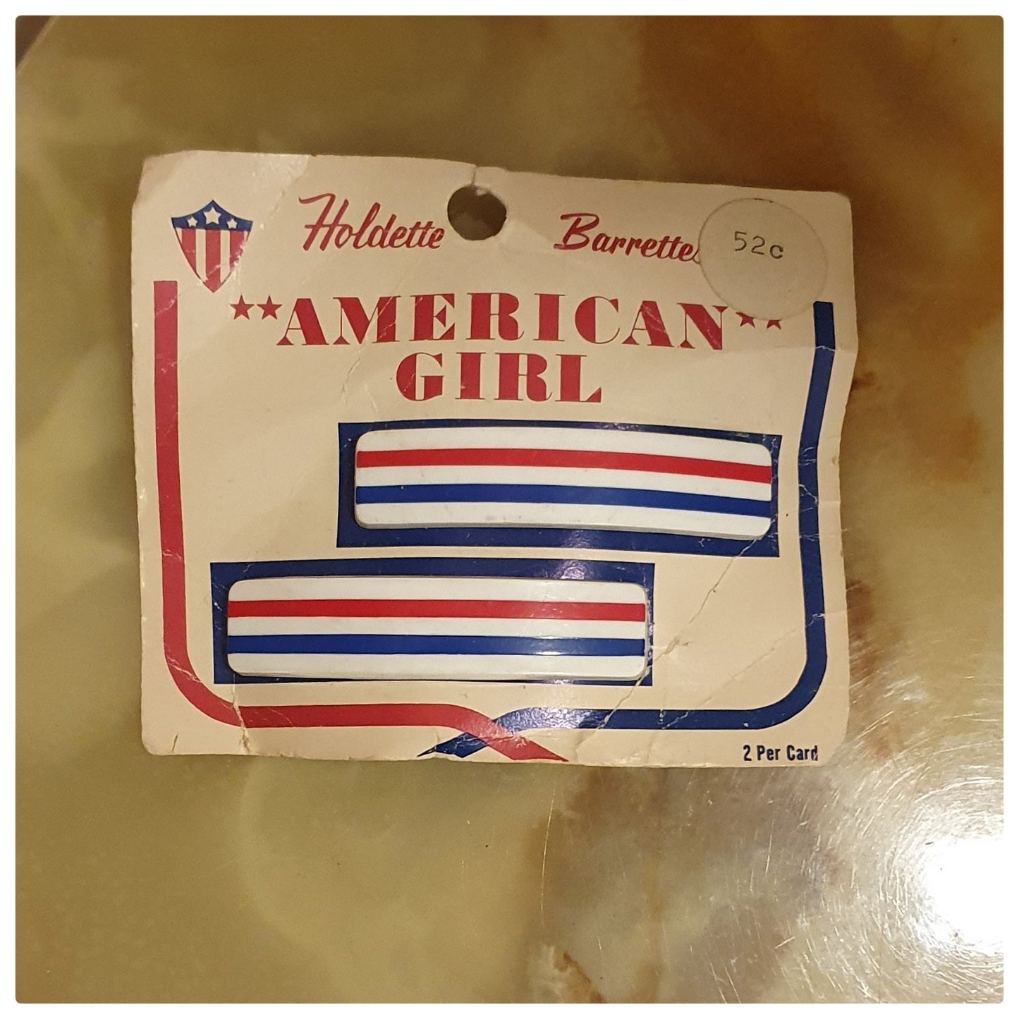 1960s AMERICAN GIRL RECTANGLE HAIR BARRETTES