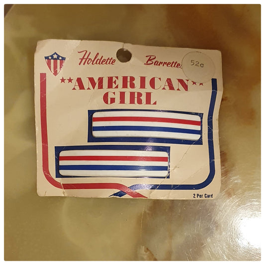 1960s AMERICAN GIRL RECTANGLE HAIR BARRETTES