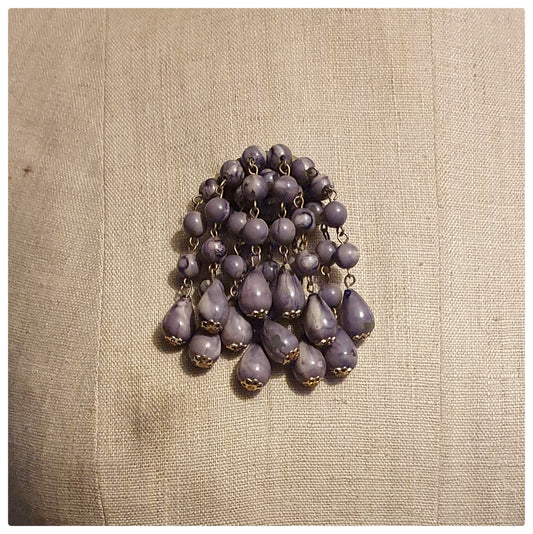 1960s GREY MARBLED WATERFALL BROOCH