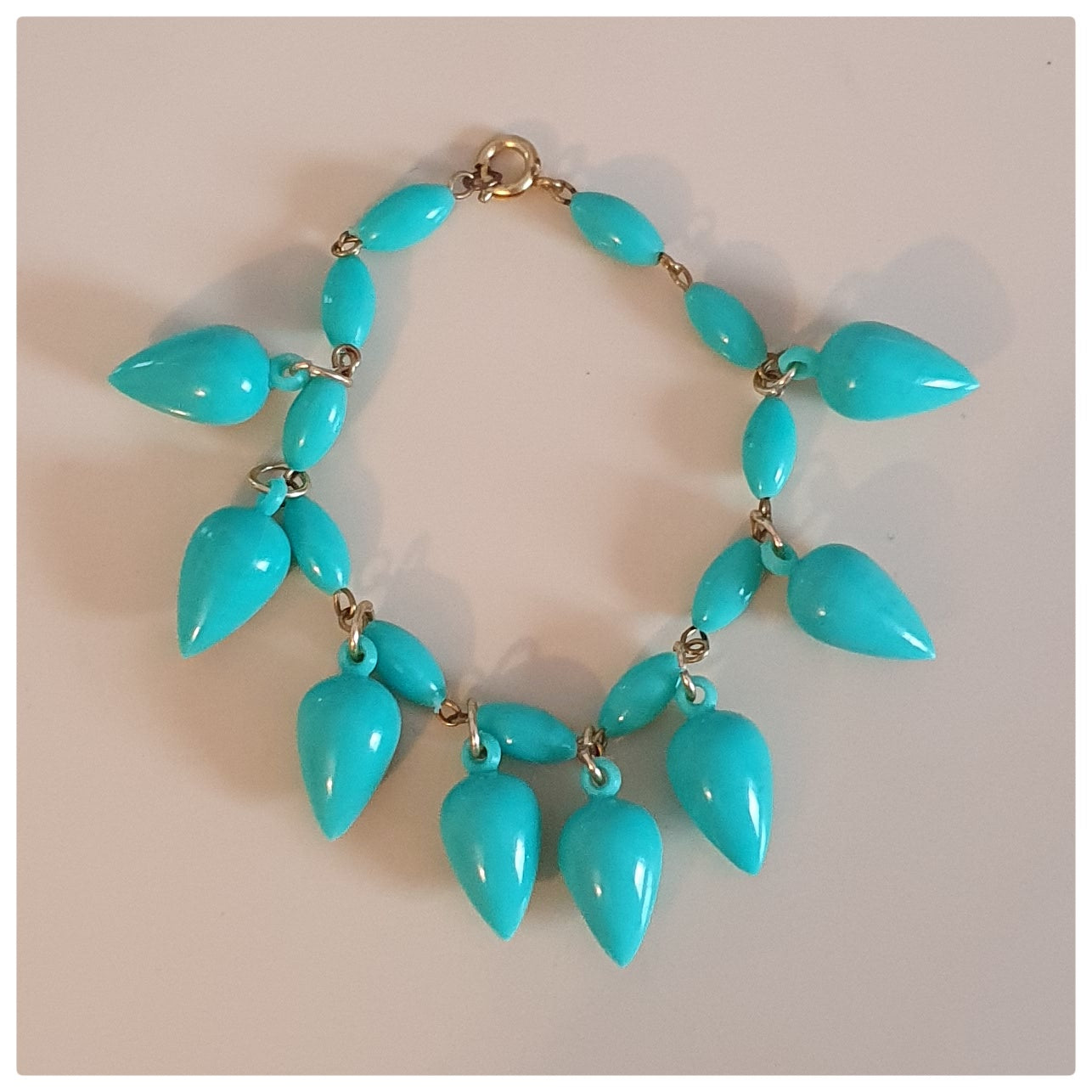 1960s DEADSTOCK TEARDROP BRACELET- TEAL