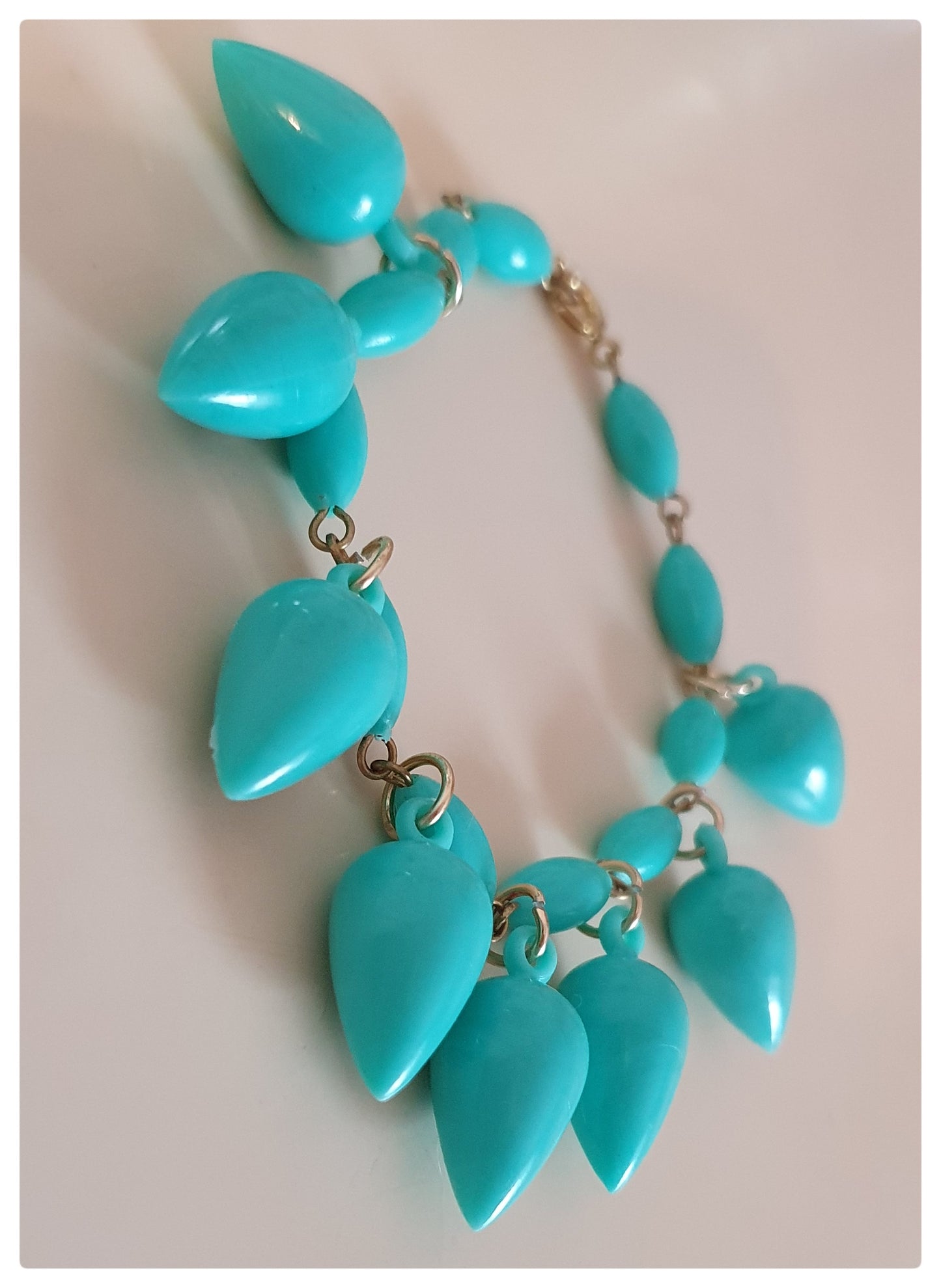 1960s DEADSTOCK TEARDROP BRACELET- TEAL