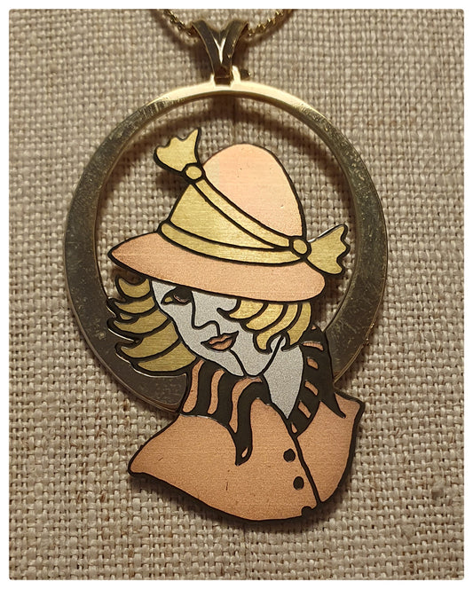 1970s CUT OUT LADY NECKLACE