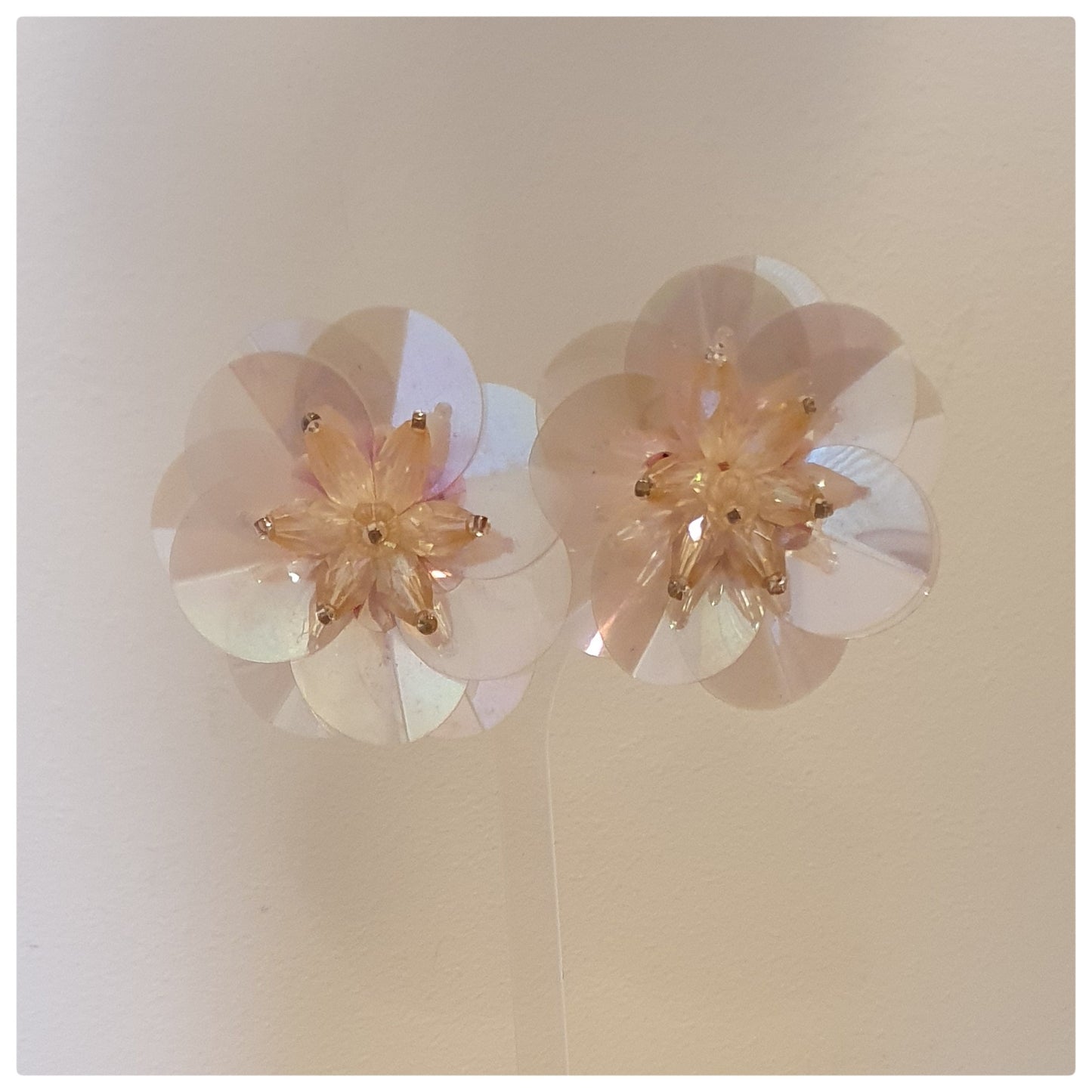 1960s PEARLESCENT PINK CLIP ON EARRINGS