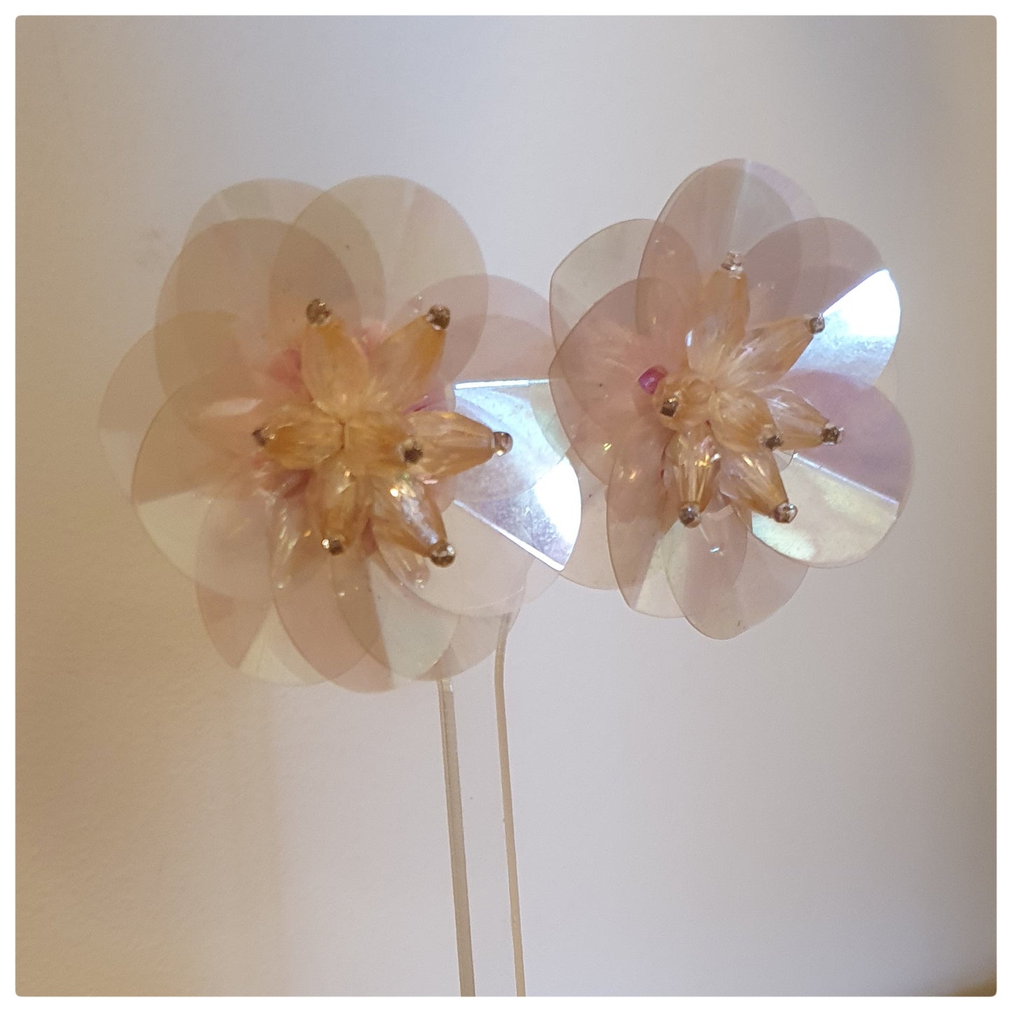 1960s PEARLESCENT PINK CLIP ON EARRINGS