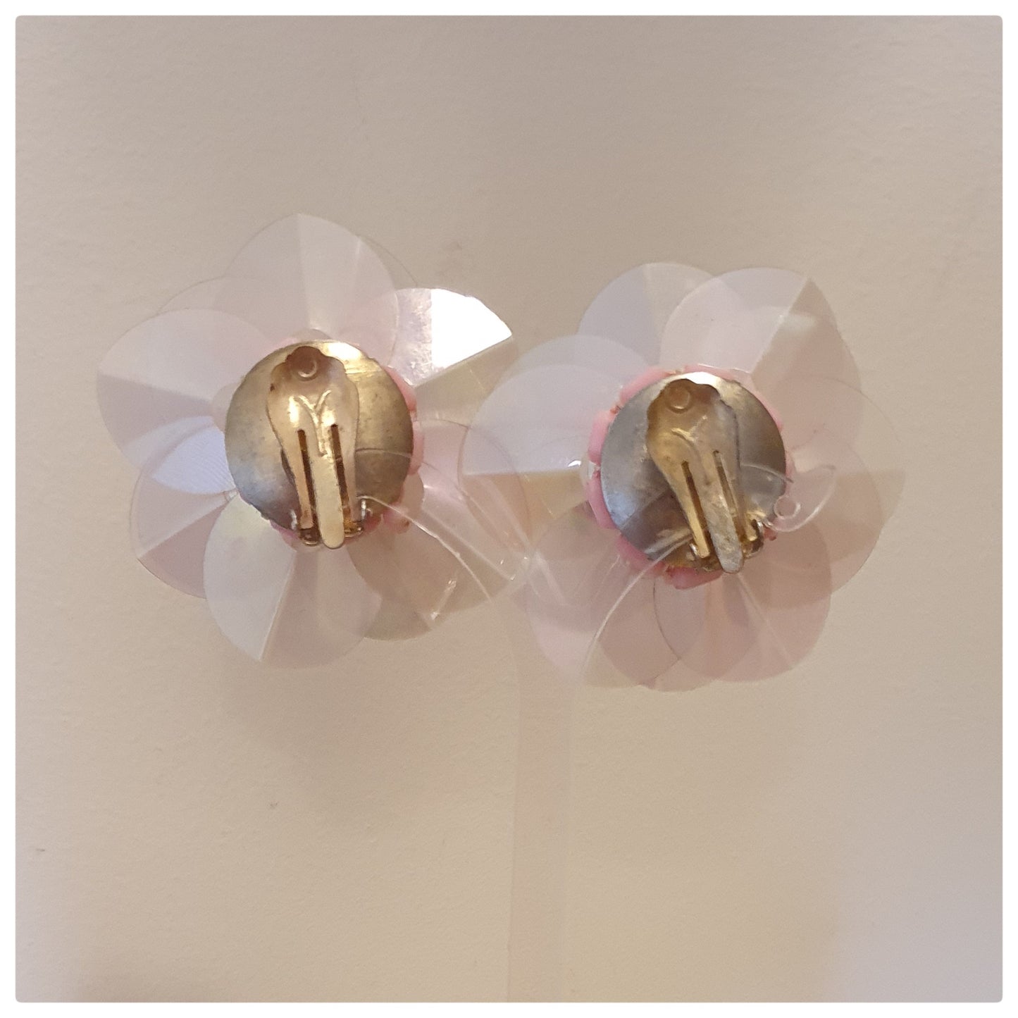 1960s PEARLESCENT PINK CLIP ON EARRINGS