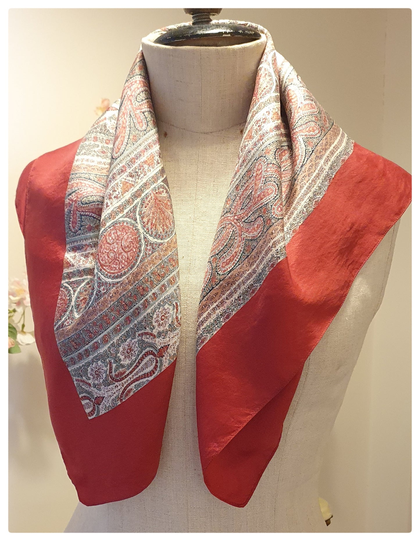 VINTAGE LIBERTY SILK SCARF RED ABSTRACT PRINT