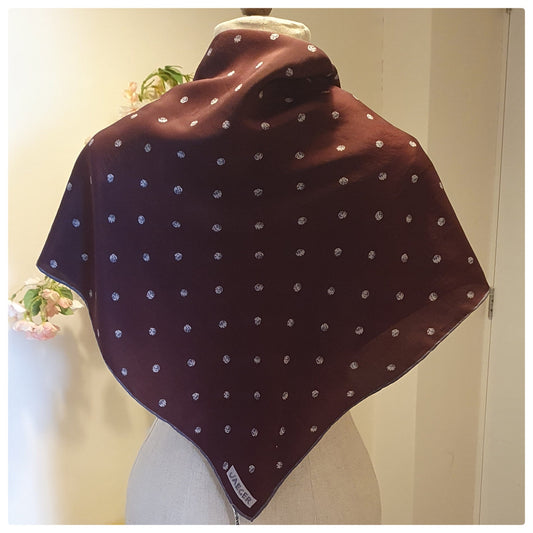 JAEGER - BURGUNDY AND SPOT SILK SCARF