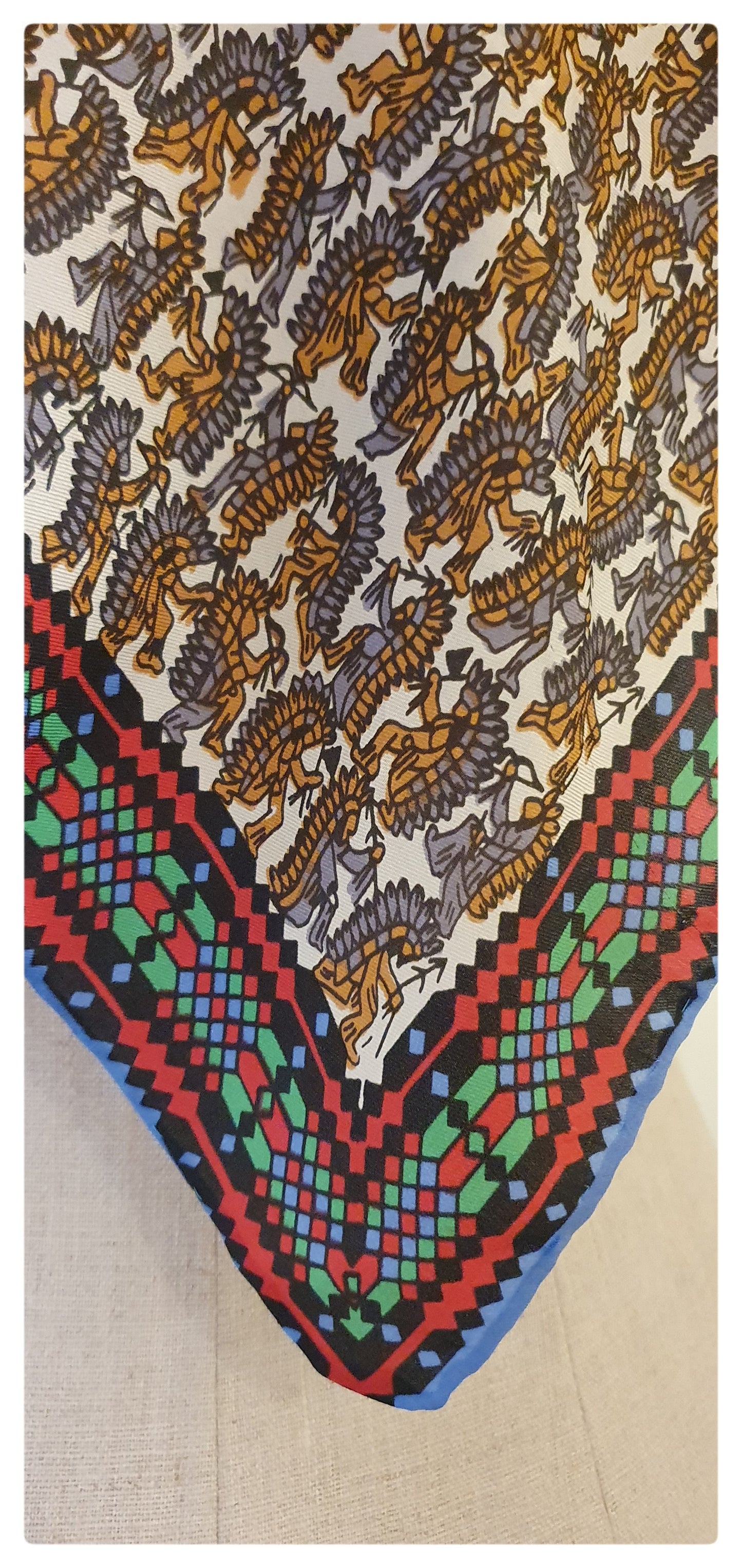 VINTAGE RED INDIAN DESIGN SILK SCARF