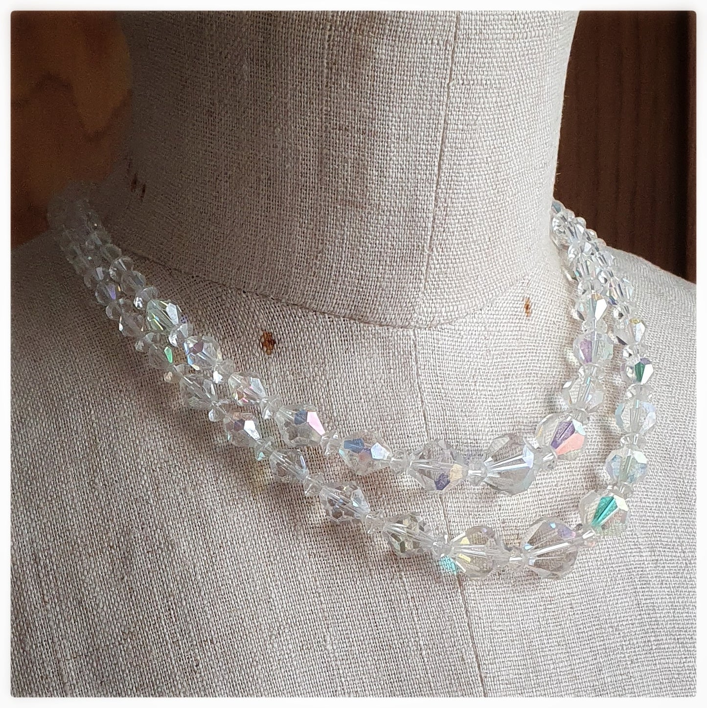 1950s AURORA BOREALIS CRYSTAL DOUBLE STRAND NECKLACE