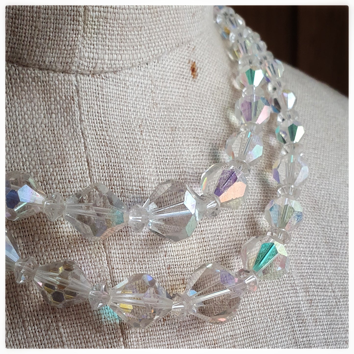 1950s AURORA BOREALIS CRYSTAL DOUBLE STRAND NECKLACE