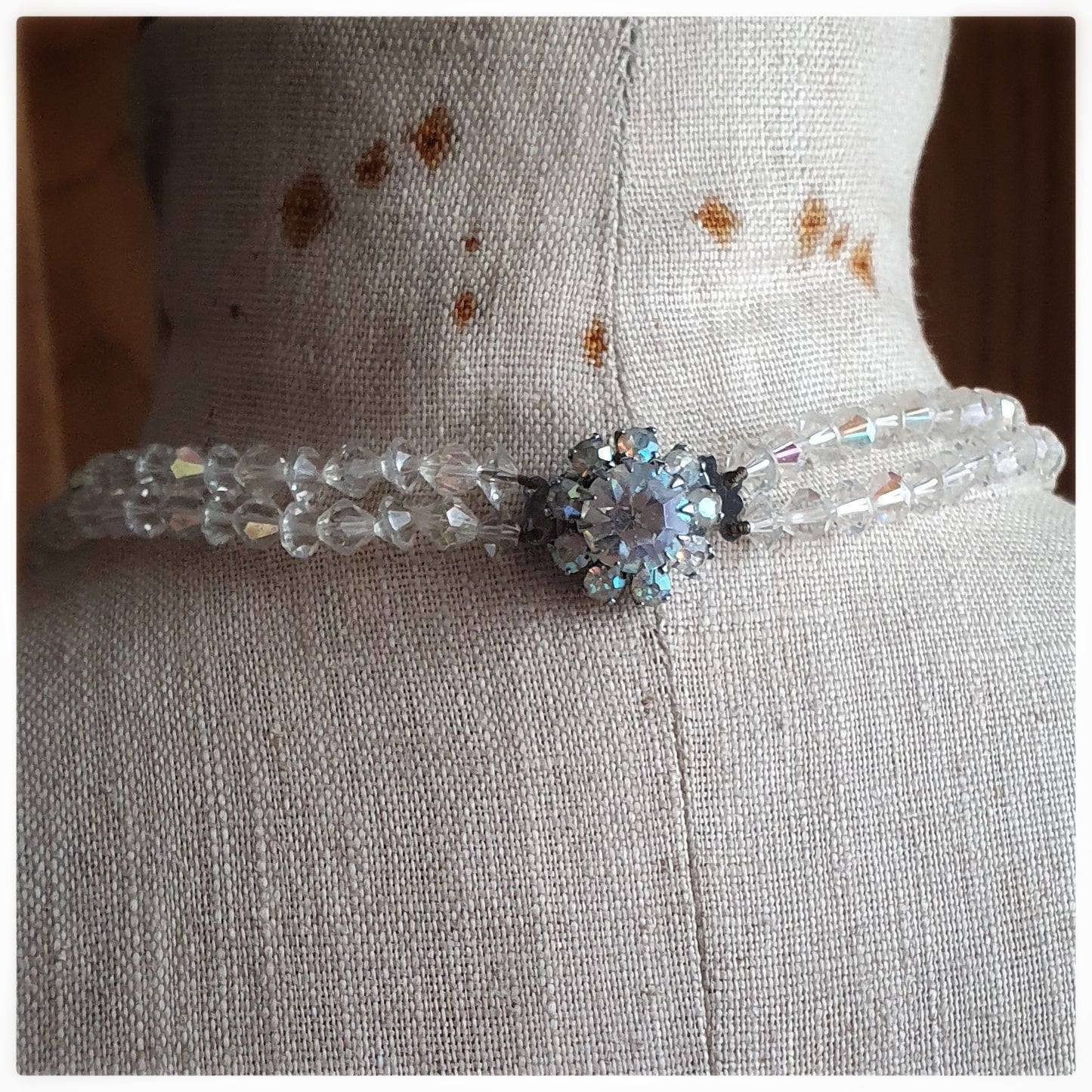 1950s AURORA BOREALIS CRYSTAL DOUBLE STRAND NECKLACE