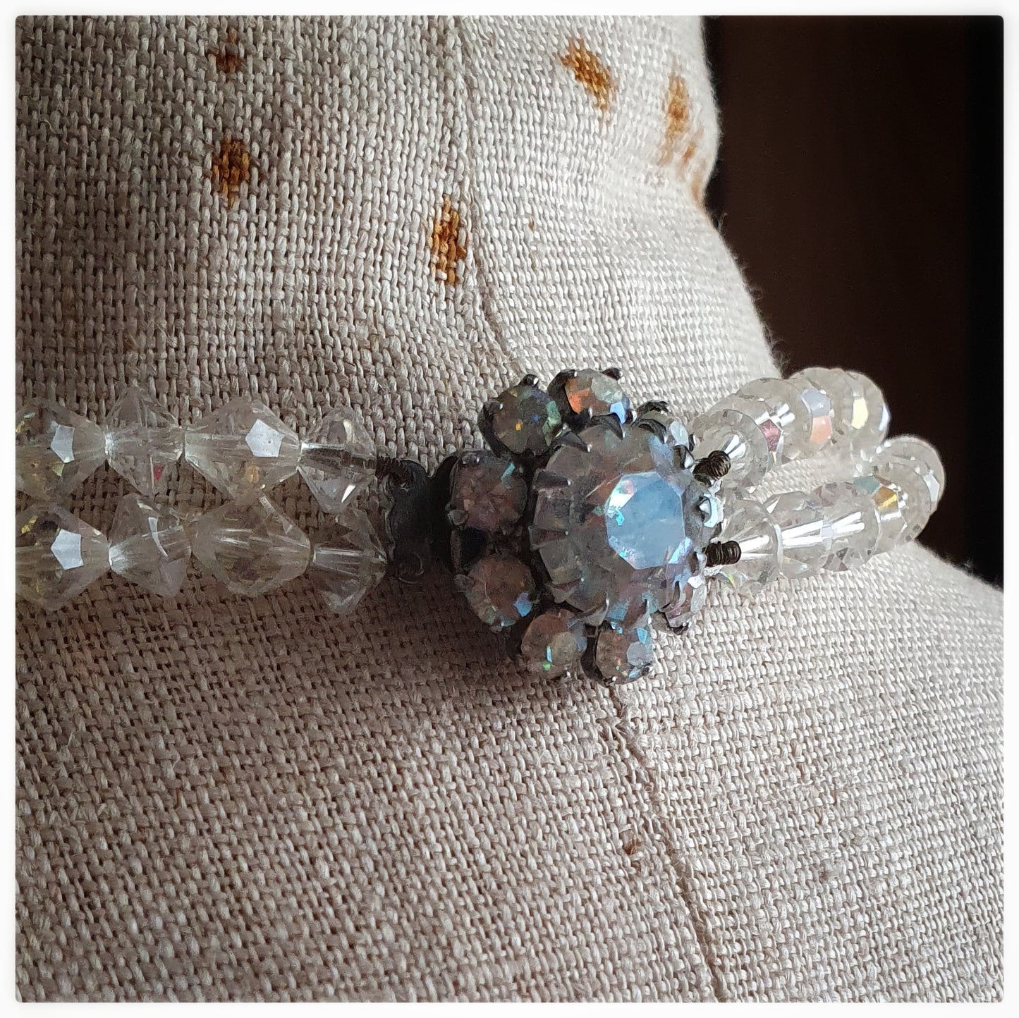 1950s AURORA BOREALIS CRYSTAL DOUBLE STRAND NECKLACE