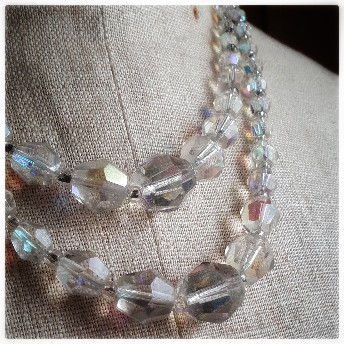 1950s AURORA BOREALIS DOUBLE STRAND CRYSTAL NECKLACE