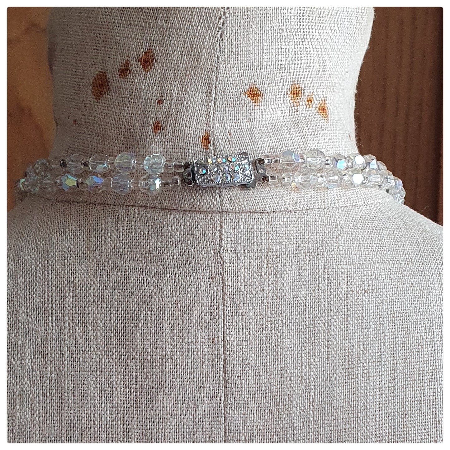 1950s AURORA BOREALIS DOUBLE STRAND CRYSTAL NECKLACE