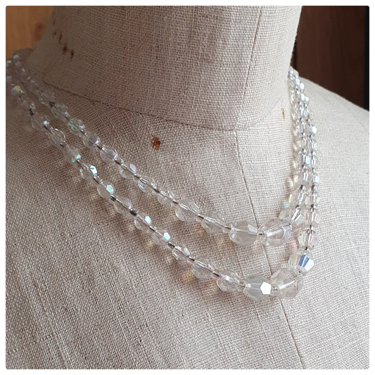 1950s DOUBLE STRAND AURORA BOREALIS DOUBLE STRAND NECKLACE