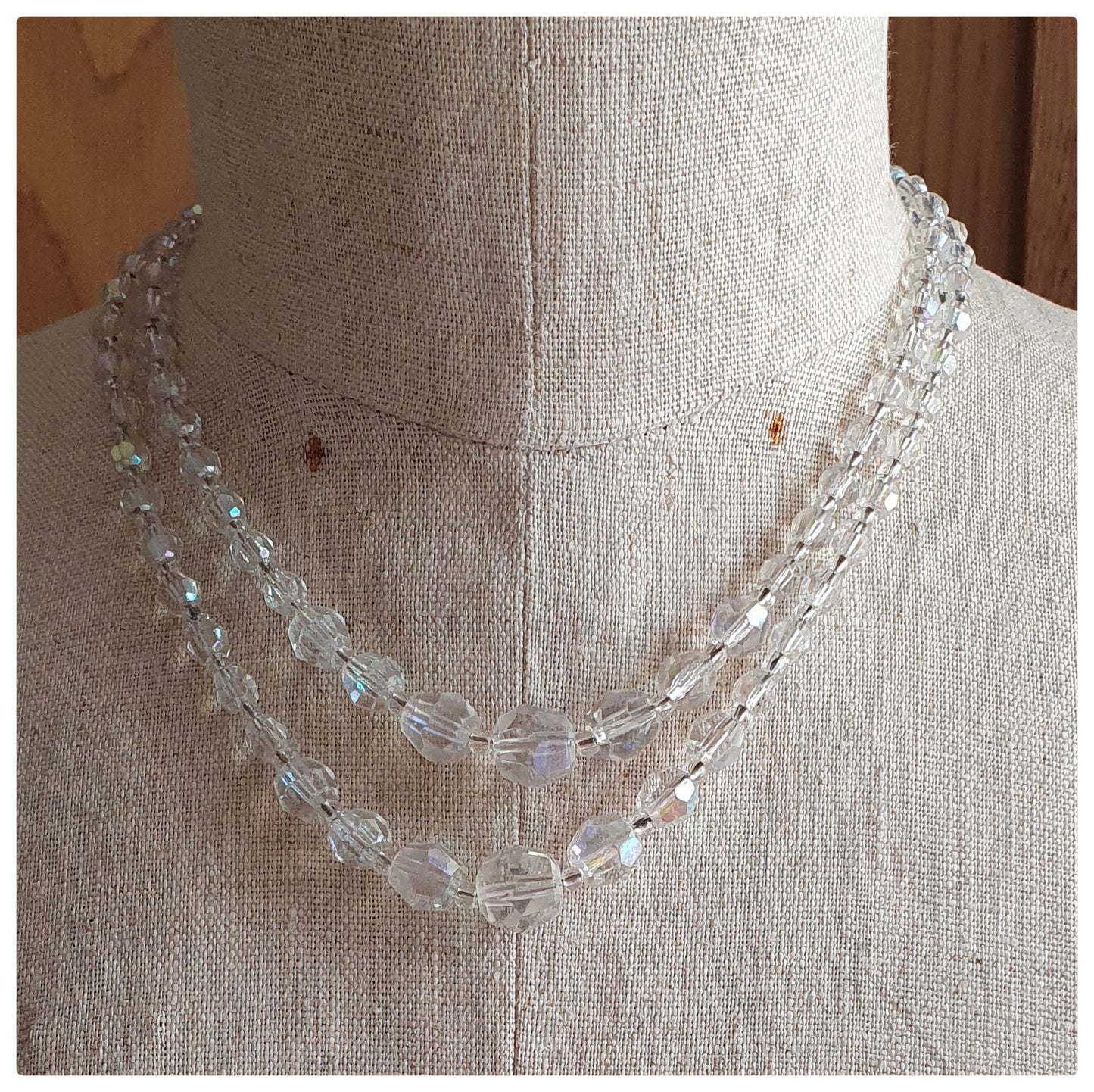 1950s DOUBLE STRAND AURORA BOREALIS DOUBLE STRAND NECKLACE