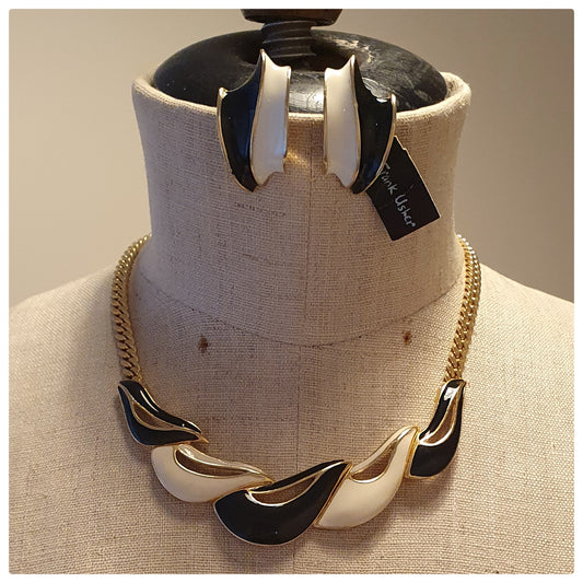 1980s UNWORN FRANK USHER NECKLACE AND EARRINGS DEMI PARURE