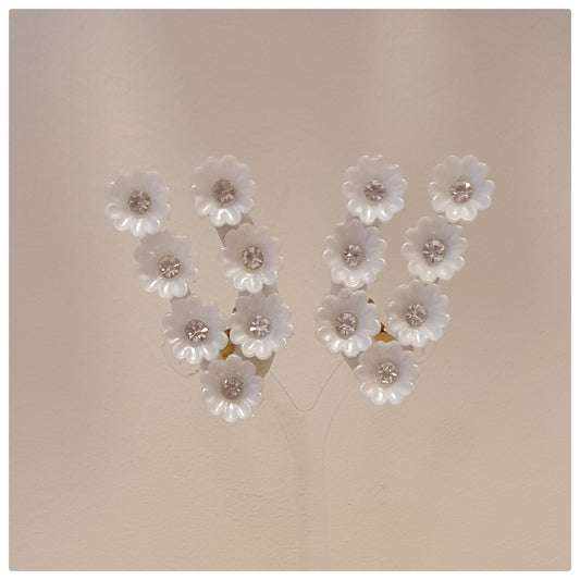 1950s WHITE LUCITE AND DIAMONTE CLIP ON EARRINGS