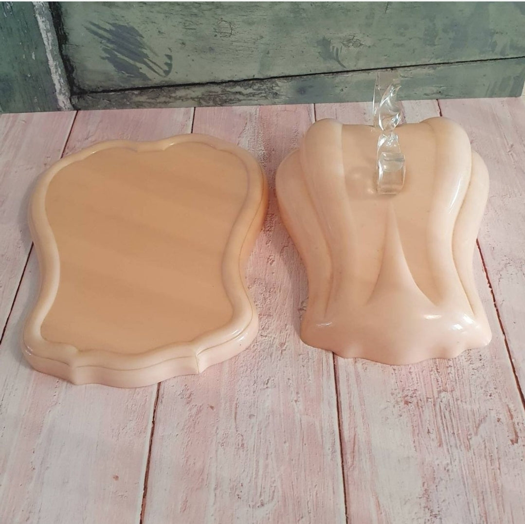 1950s PINK LUCITE CHEESE DISH TWISTED HANDLE